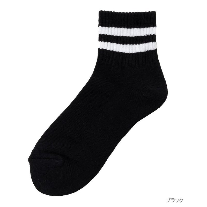 NAVY クォーターソックス ライン柄 メンズ商品画像-3
