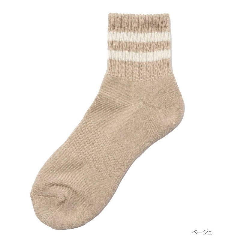 NAVY クォーターソックス ライン柄 メンズ商品画像-4