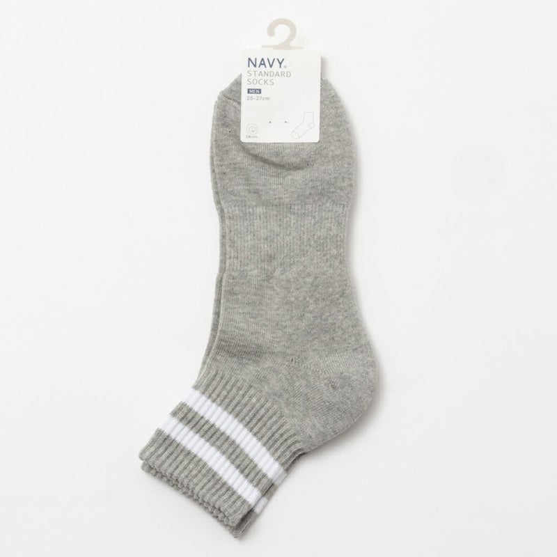 NAVY クォーターソックス ライン柄 メンズ商品画像-10