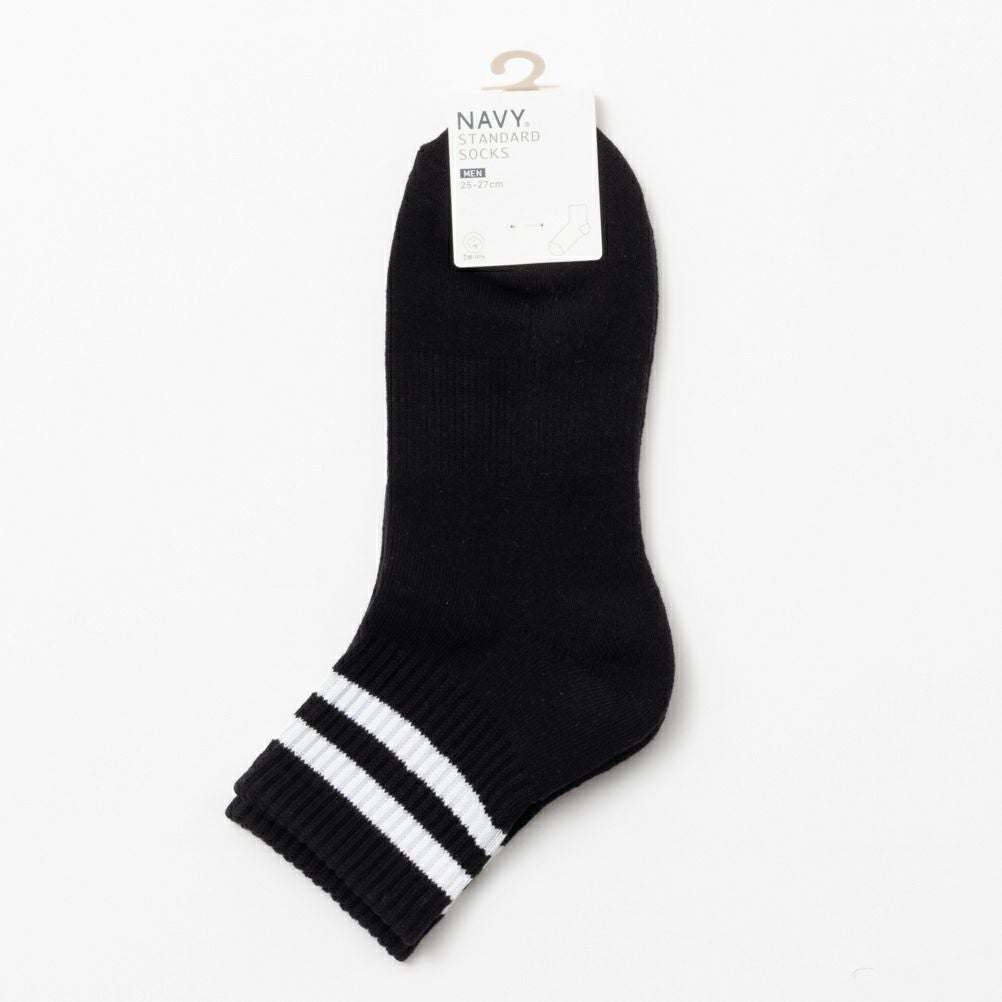 NAVY クォーターソックス ライン柄 メンズ