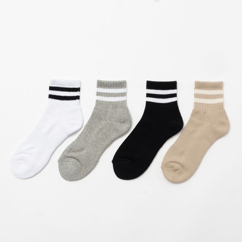 NAVY クォーターソックス ライン柄 メンズ商品画像-13