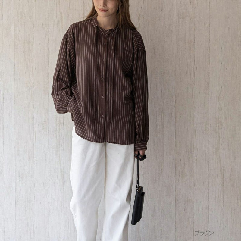 オードリーリボン付きシャツ レディース商品画像-1