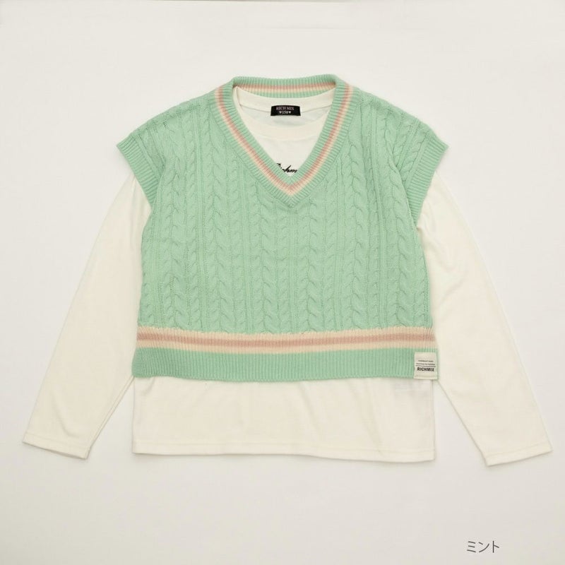 [期間限定knit]RICH MIX  ニットベストアンサンブル キッズ商品画像-1