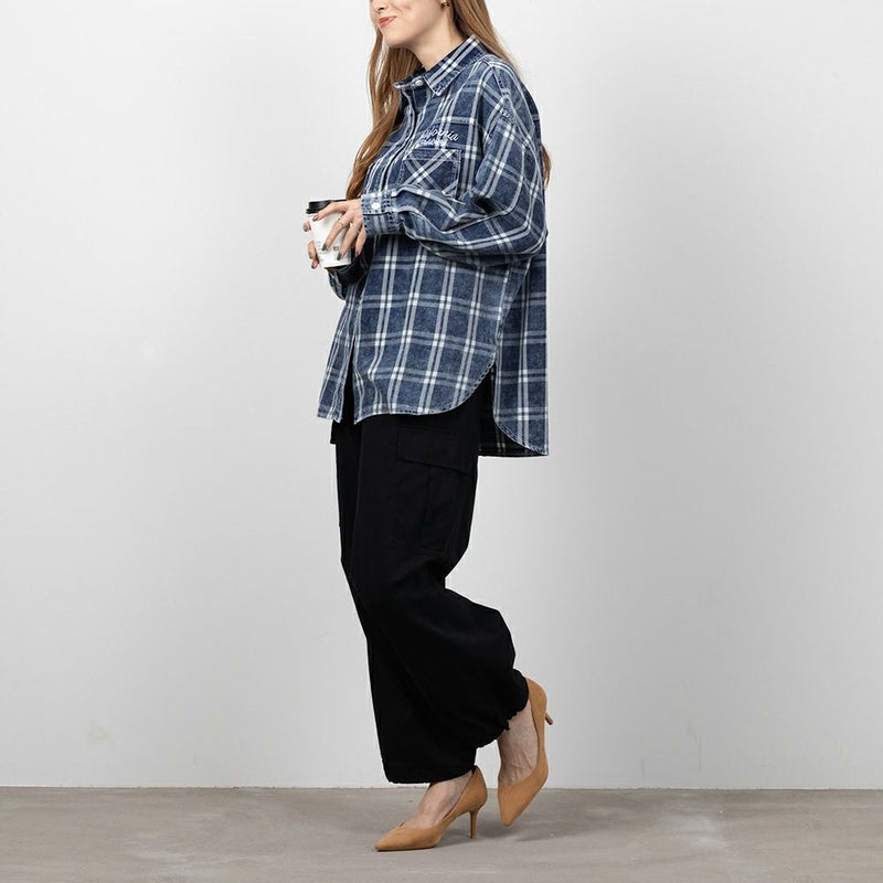 UNDERWRAPS 刺繍デニムチェックシャツ レディース商品画像-2