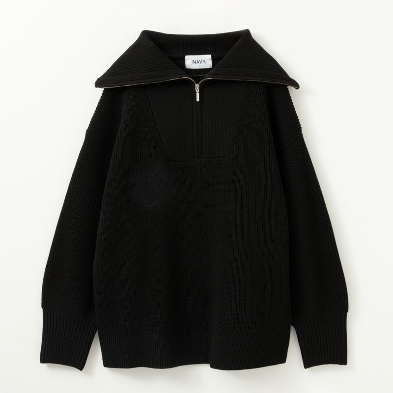 [期間限定knit]NAVY  セーラーカラーハーフジップアップニット レディース商品画像-13