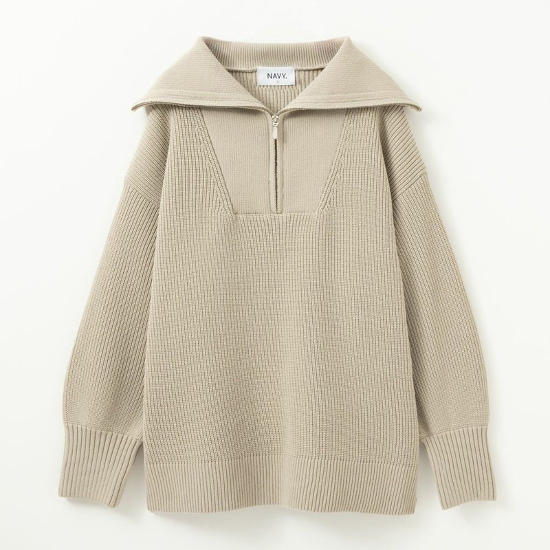 [期間限定knit]NAVY  セーラーカラーハーフジップアップニット レディース商品画像-15