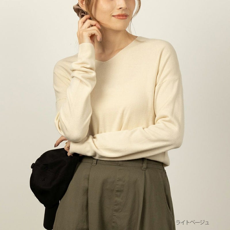 [期間限定knit]NAVY 洗えるニット カシミヤタッチVネックプルオーバー レディース商品画像-6