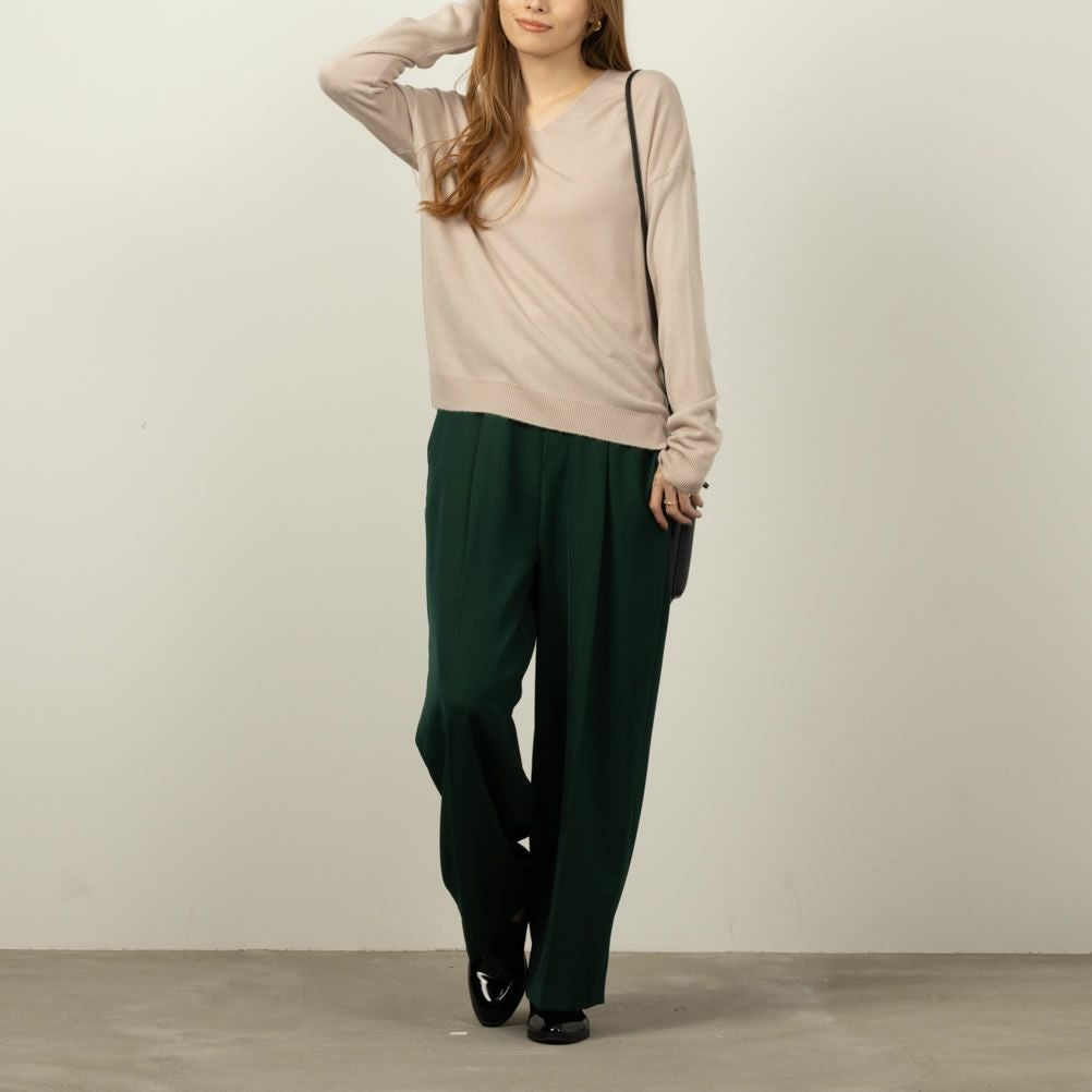 NAVY カシミヤタッチVネックプルオーバー レディース