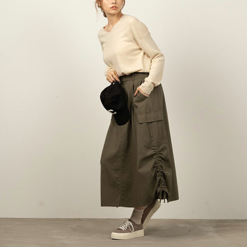 [期間限定knit]NAVY 洗えるニット カシミヤタッチVネックプルオーバー レディース商品画像-14