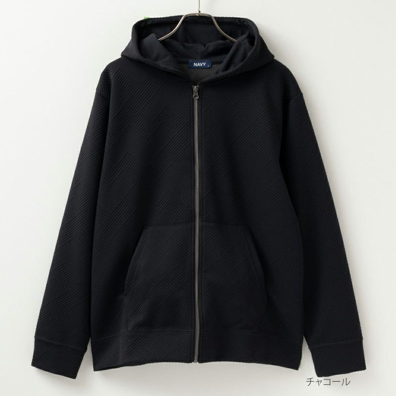 NAVY  幾何学柄キルトパーカー メンズ商品画像-1