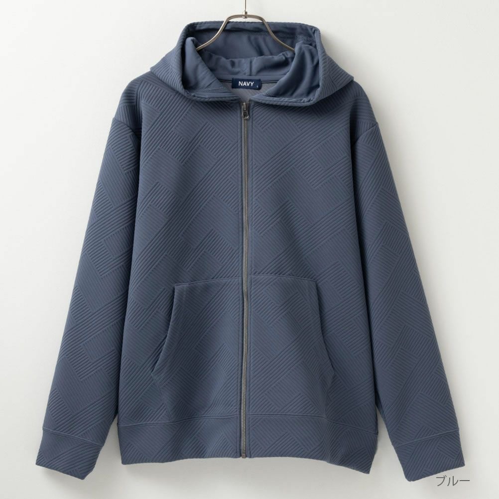 NAVY 幾何学柄キルトパーカー メンズ