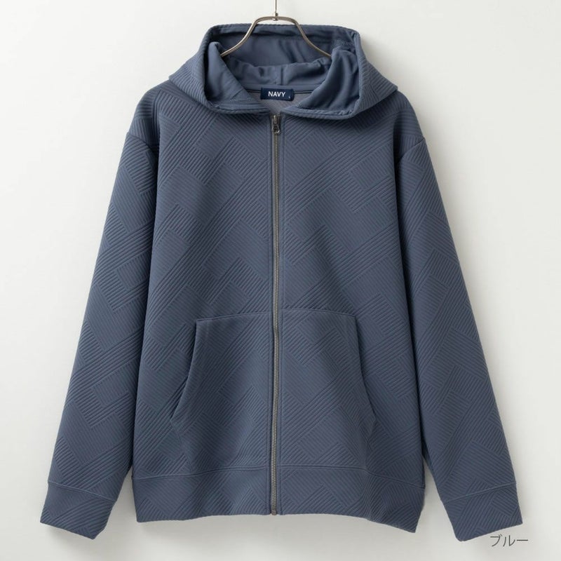 NAVY  幾何学柄キルトパーカー メンズ商品画像-2