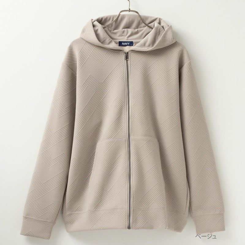 NAVY 幾何学柄キルトパーカー メンズ商品画像-3