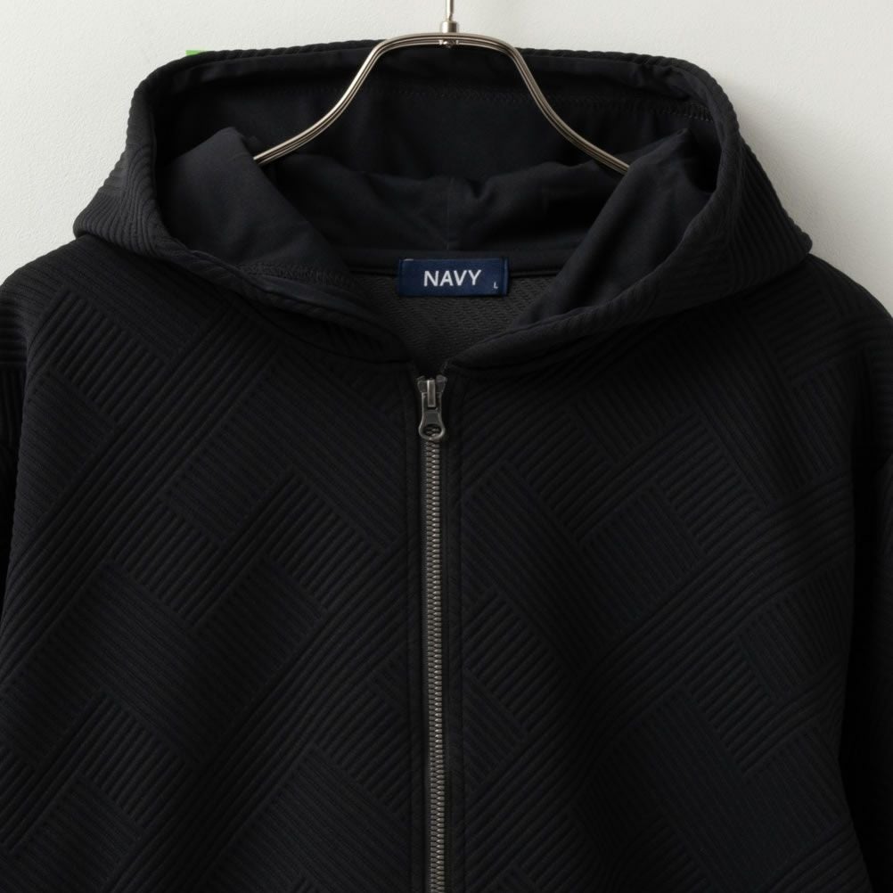 NAVY 幾何学柄キルトパーカー メンズ