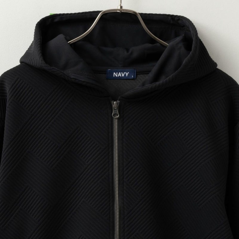 NAVY  幾何学柄キルトパーカー メンズ商品画像-6