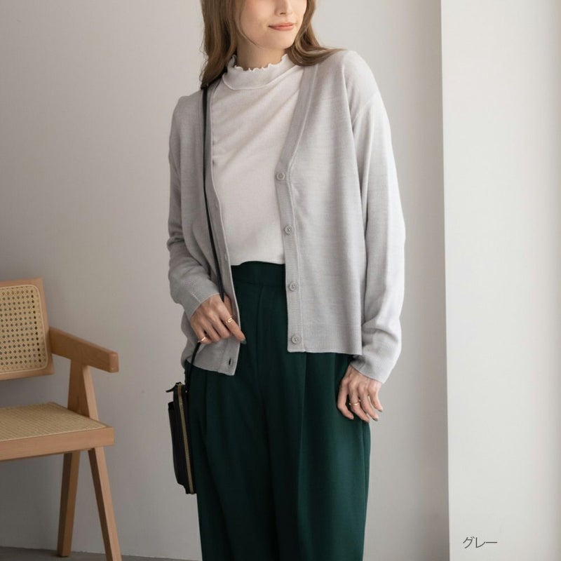 [期間限定knit]NAVY 洗えるニット カシミヤタッチカーディガン レディース商品画像-1