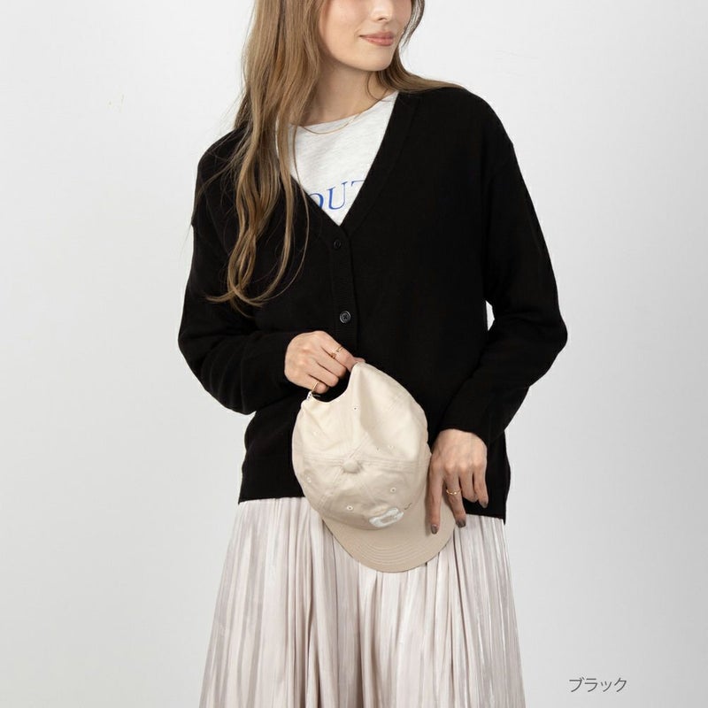 [期間限定knit]NAVY 洗えるニット カシミヤタッチカーディガン レディース商品画像-2