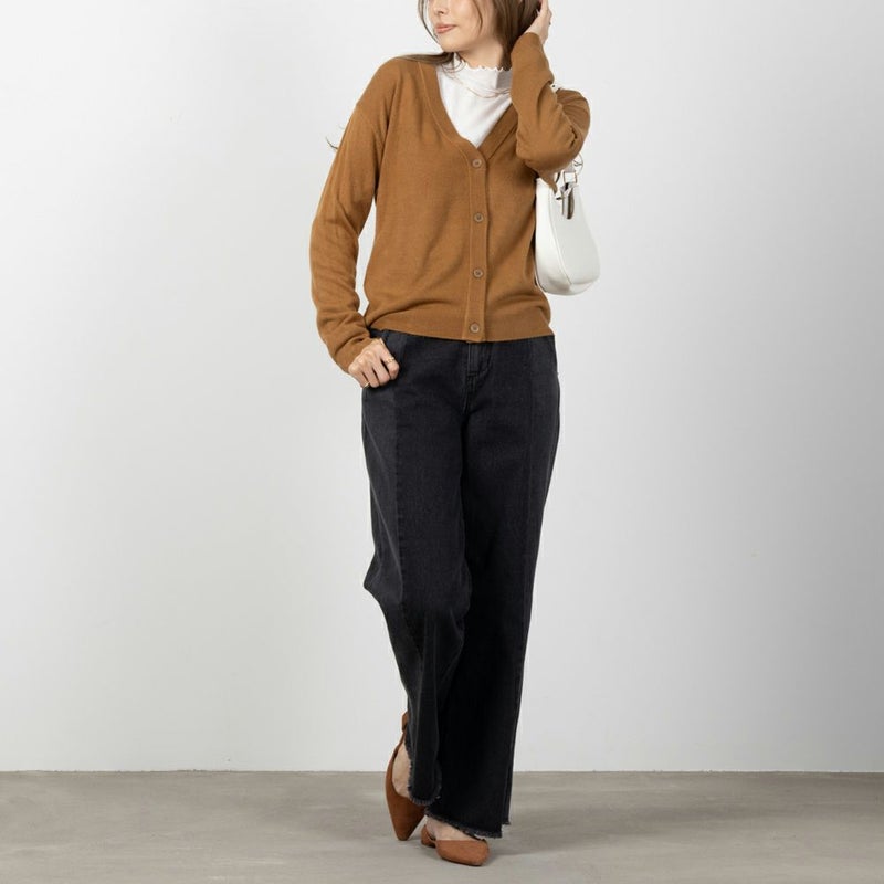 [期間限定knit]NAVY 洗えるニット カシミヤタッチカーディガン レディース商品画像-8