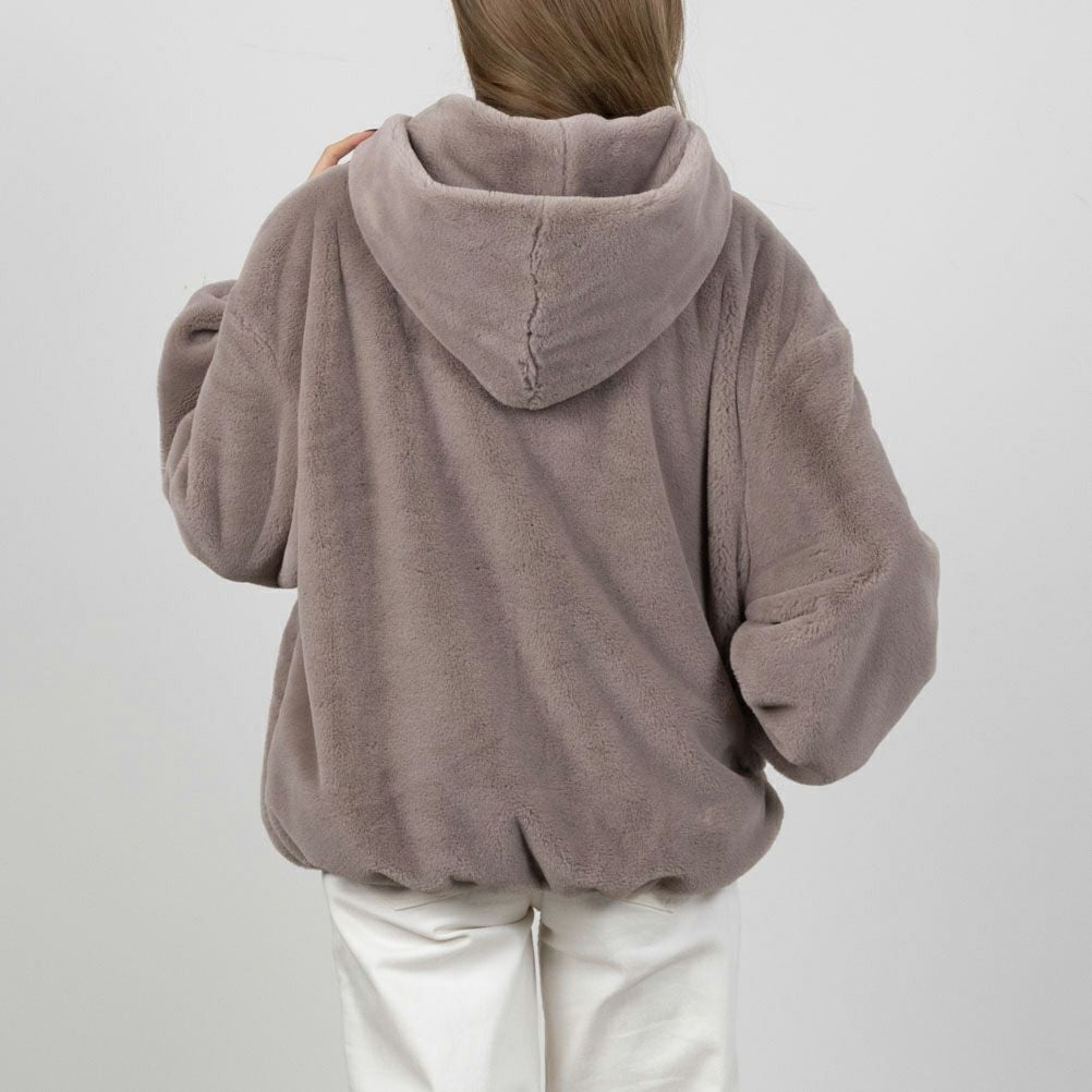 NAVY フェイクファーパーカー レディース