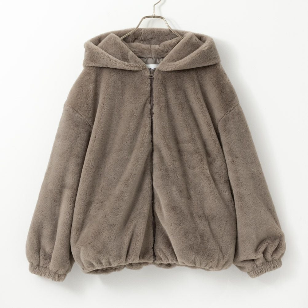 NAVY フェイクファーパーカー レディース