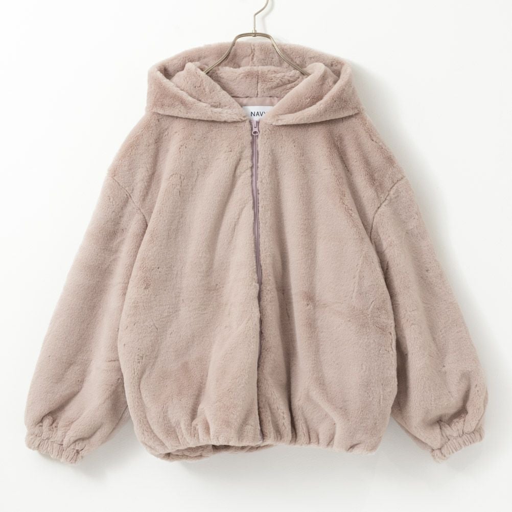 NAVY フェイクファーパーカー レディース