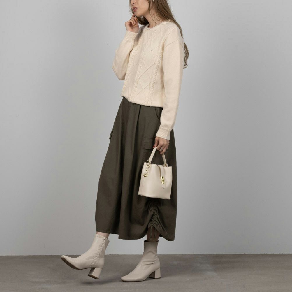 NAVY もちもちケーブル編みプルオーバー レディース