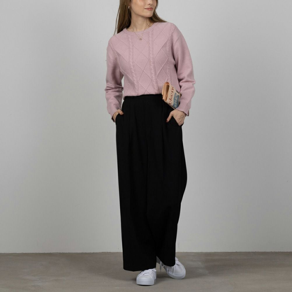 NAVY もちもちケーブル編みプルオーバー レディース