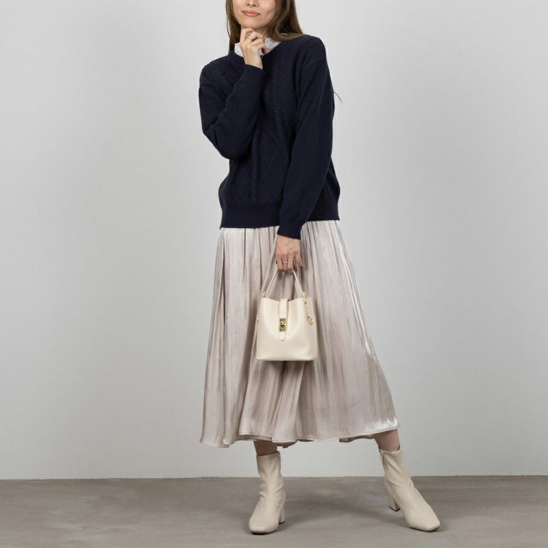 NAVY もちり もちもち 洗えるニット ケーブル編みプルオーバー レディース商品画像-9