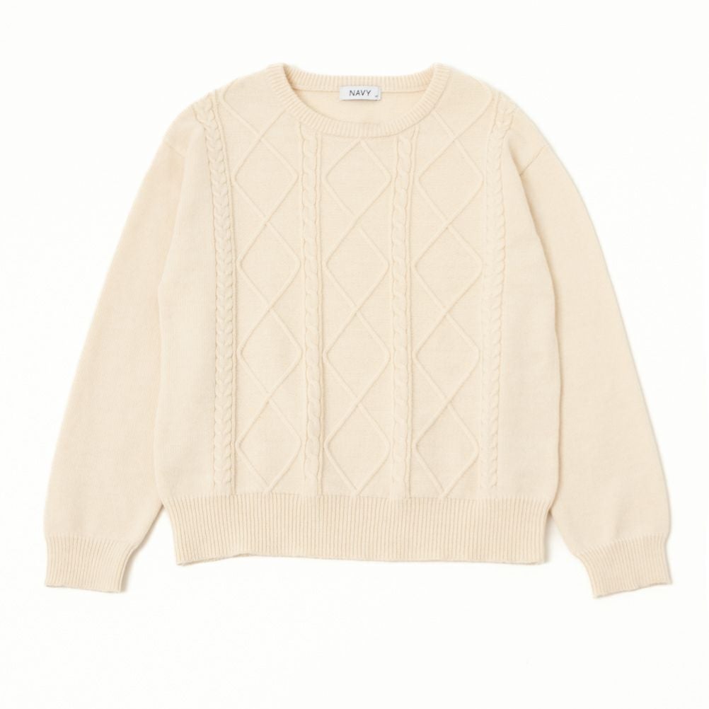NAVY もちもちケーブル編みプルオーバー レディース