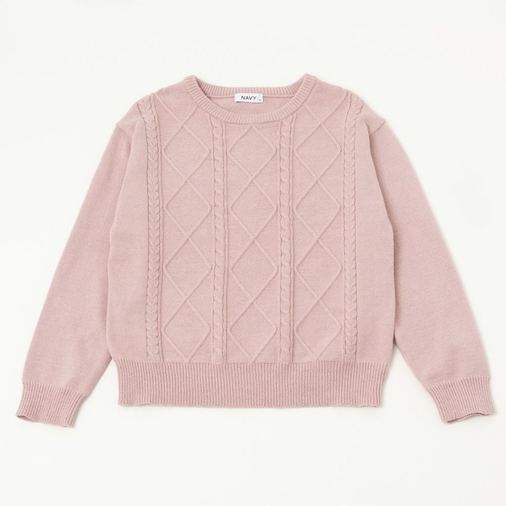 NAVY もちもちケーブル編みプルオーバー レディース