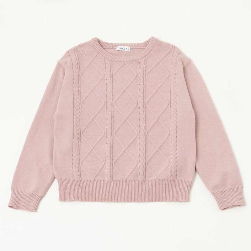NAVY もちり もちもち 洗えるニット ケーブル編みプルオーバー レディース商品画像-15