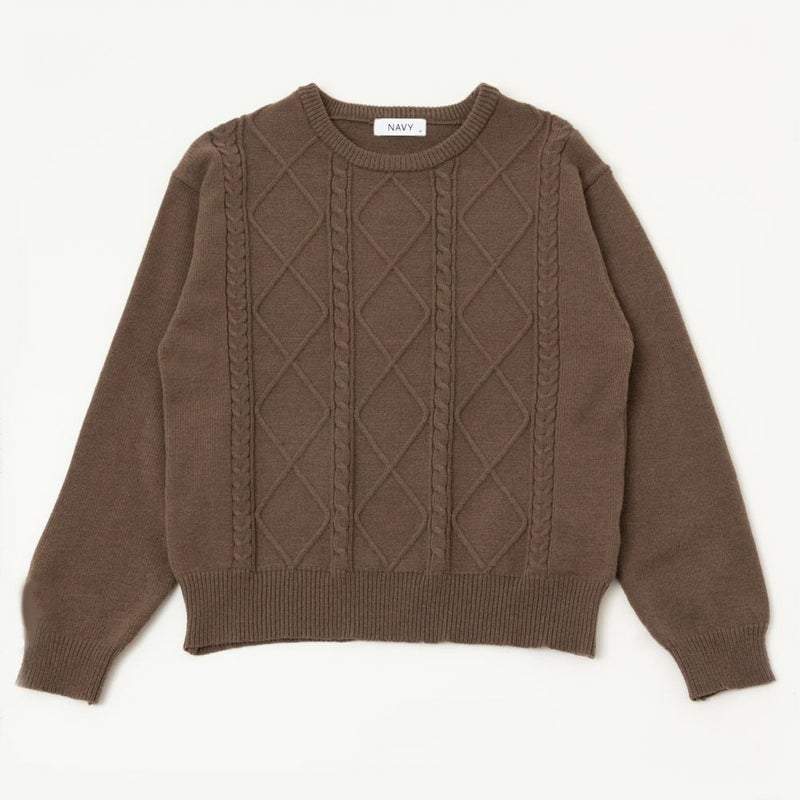 NAVY もちり もちもち 洗えるニット ケーブル編みプルオーバー レディース商品画像-17