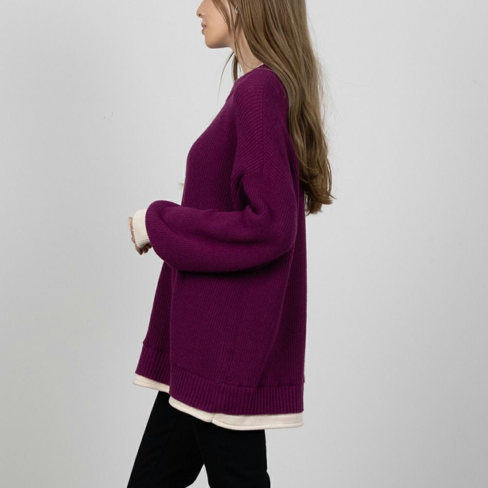 NAVY フェイクレイヤードプルオーバー レディース