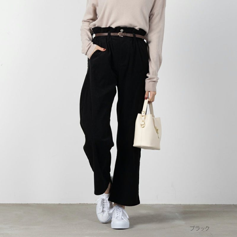 NAVY ベルト付きコーデュロイペーパーバッグパンツ レディース商品画像-2