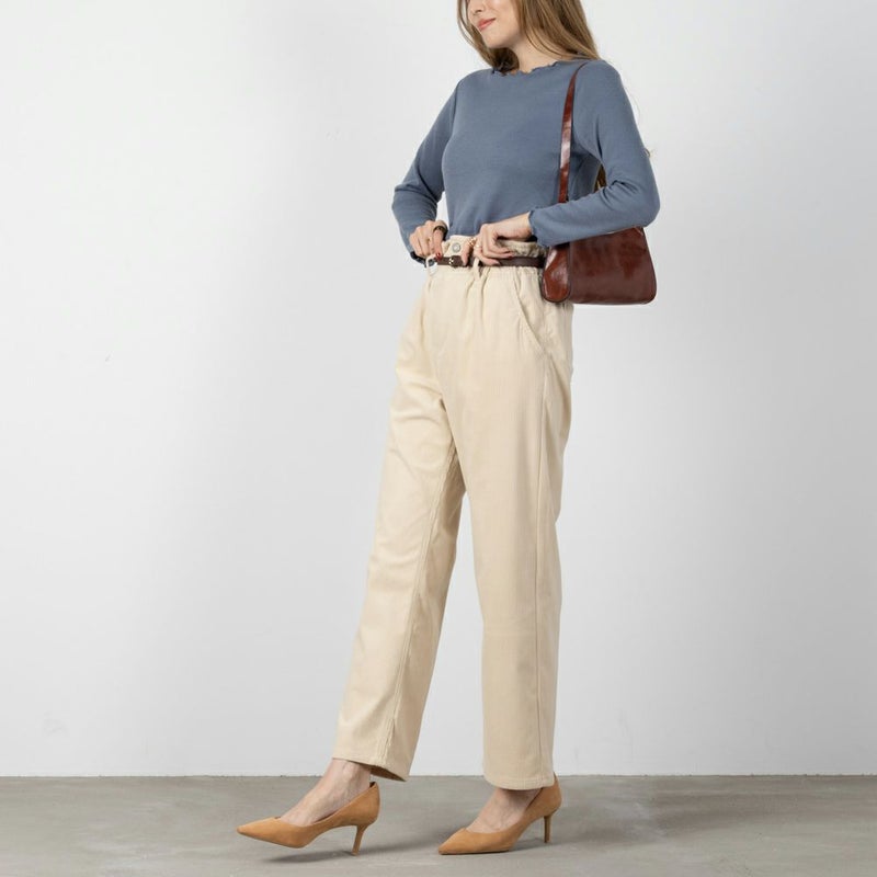 [期間限定価格]NAVY  ベルト付きコーデュロイペーパーバッグパンツ レディース商品画像-4