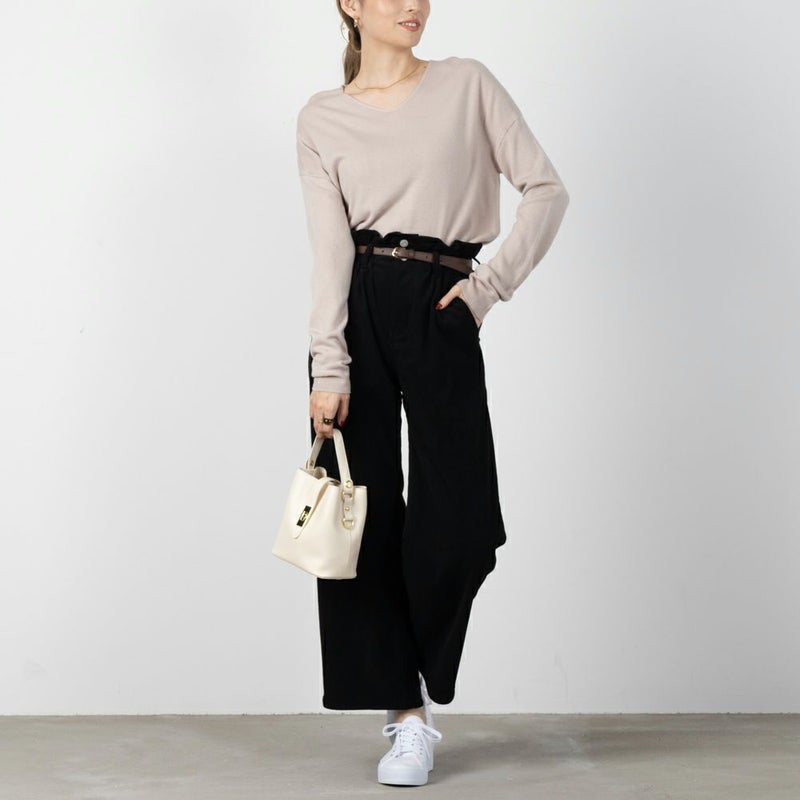 [期間限定価格]NAVY  ベルト付きコーデュロイペーパーバッグパンツ レディース商品画像-7