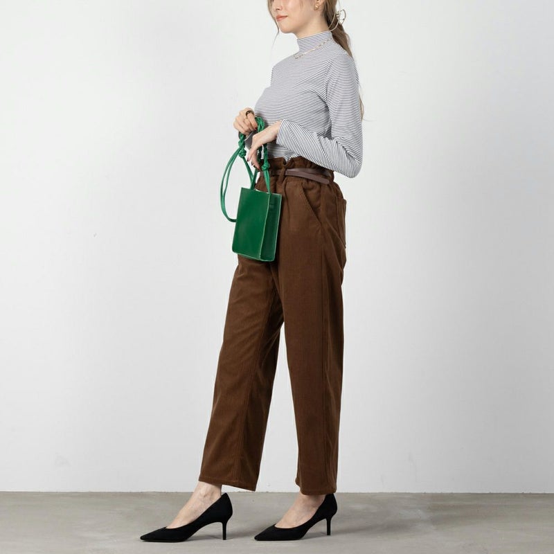 [期間限定価格]NAVY  ベルト付きコーデュロイペーパーバッグパンツ レディース商品画像-8