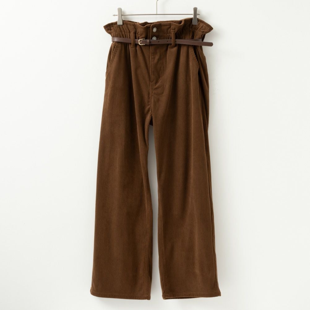 NAVY ベルト付きコーデュロイペーパーバッグパンツ レディース