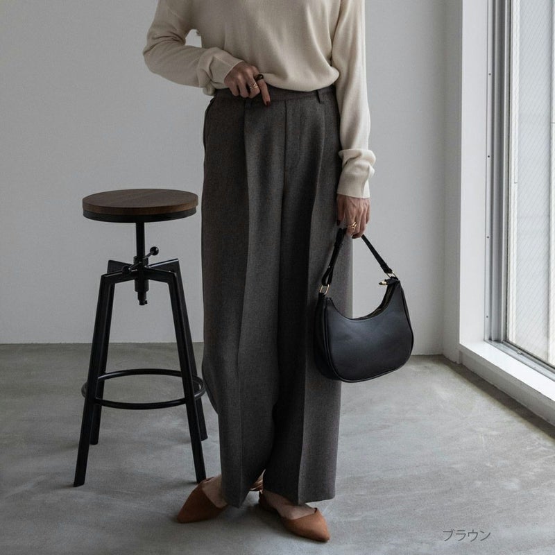 [期間限定価格]ウーリッシュヘリンボンワイドパンツ レディース商品画像-1
