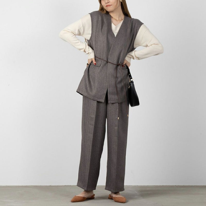 [期間限定価格]ウーリッシュヘリンボンワイドパンツ レディース商品画像-3