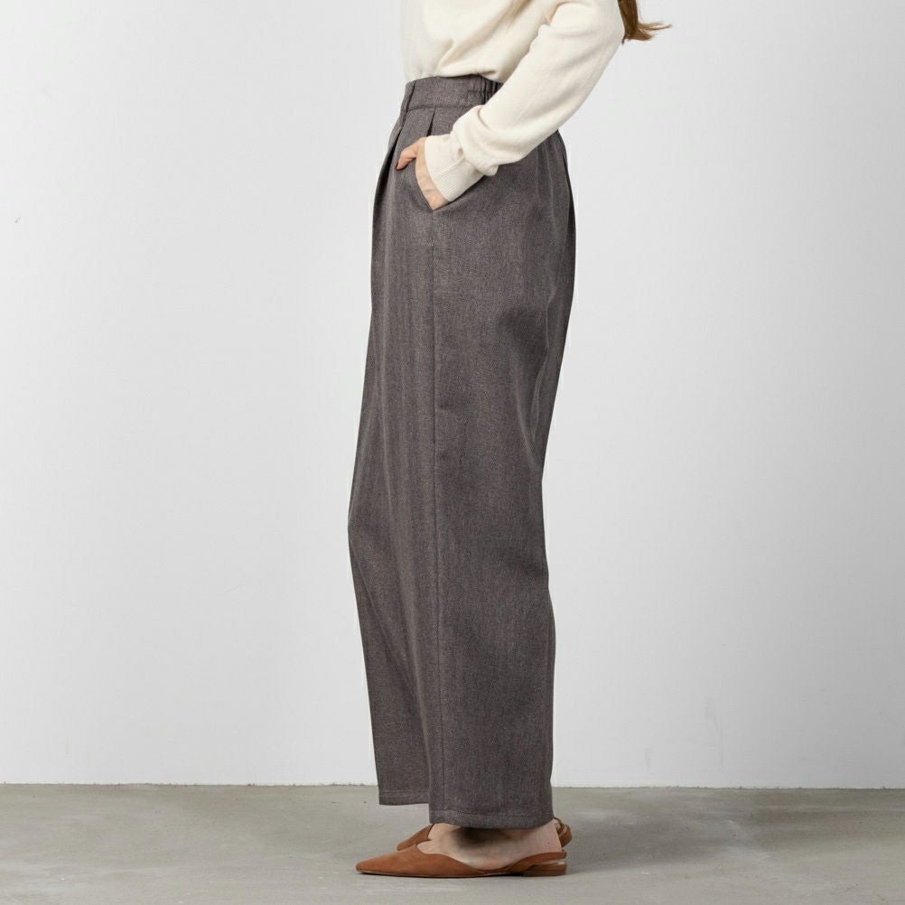 ウーリッシュヘリンボンワイドパンツ レディース