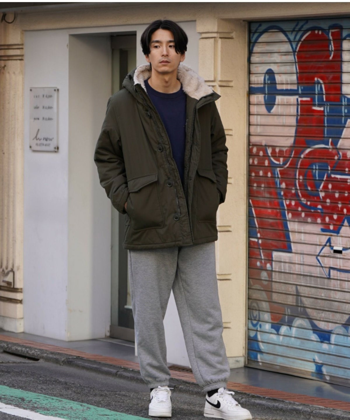 NAVY ミリタリーフードコート メンズ