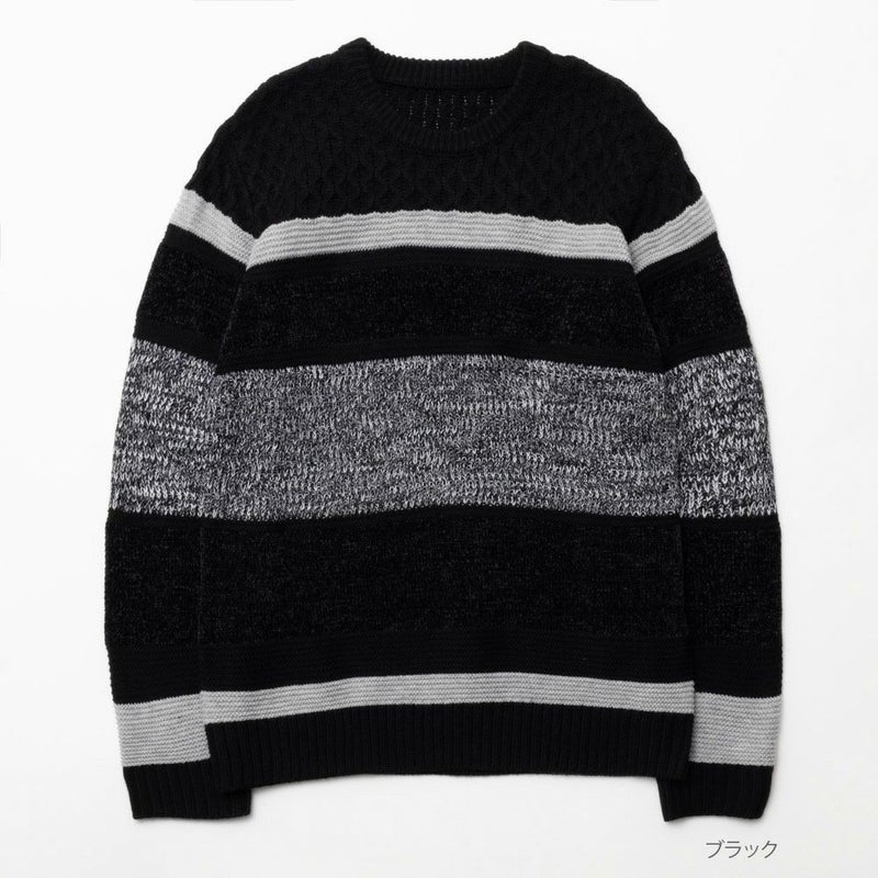 NAVY 切替ボーダーニット メンズ商品画像-2