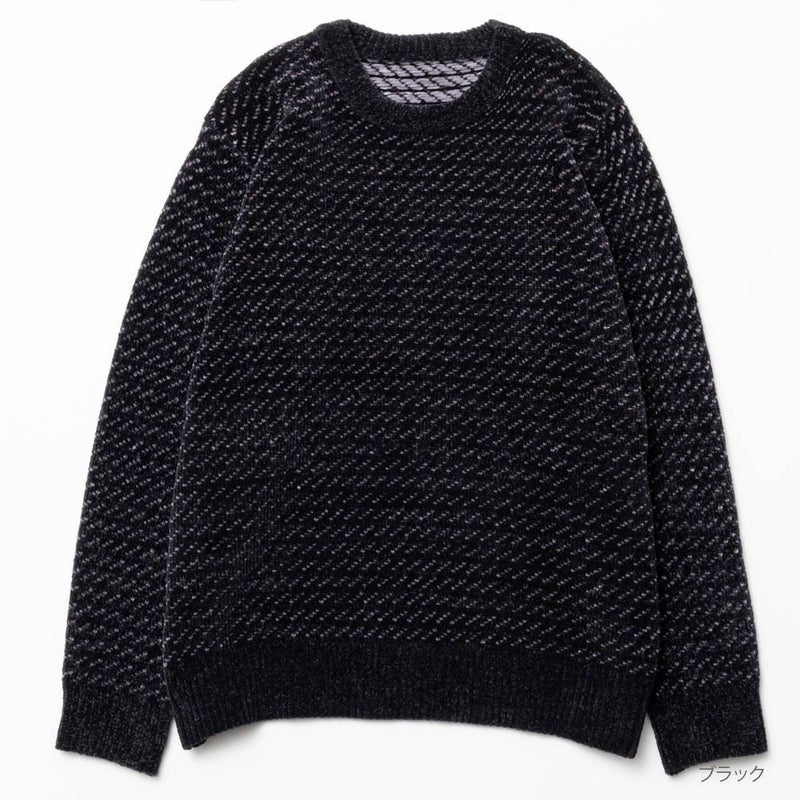 [期間限定knit]NAVY  バーズアイモールニット メンズ商品画像-1