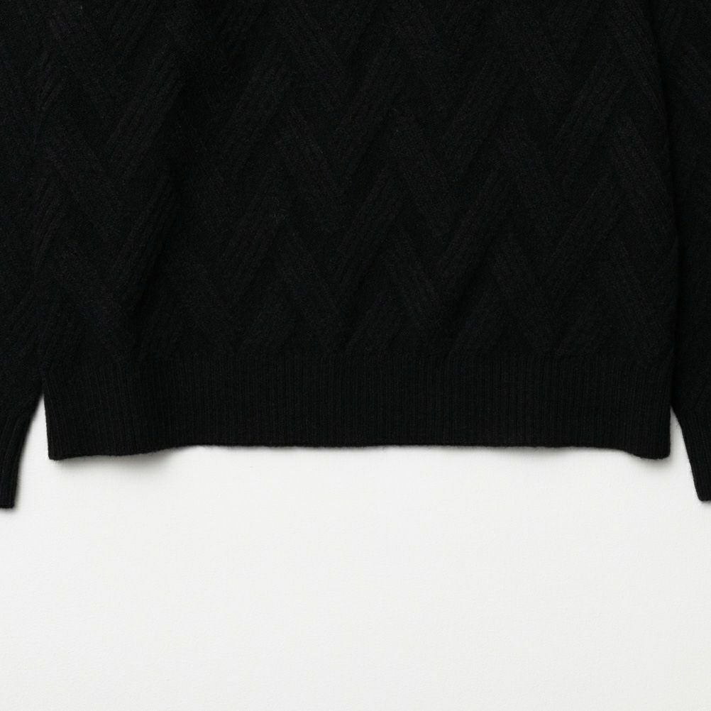 NAVY 快適ニット 幾何学柄モックネック メンズ