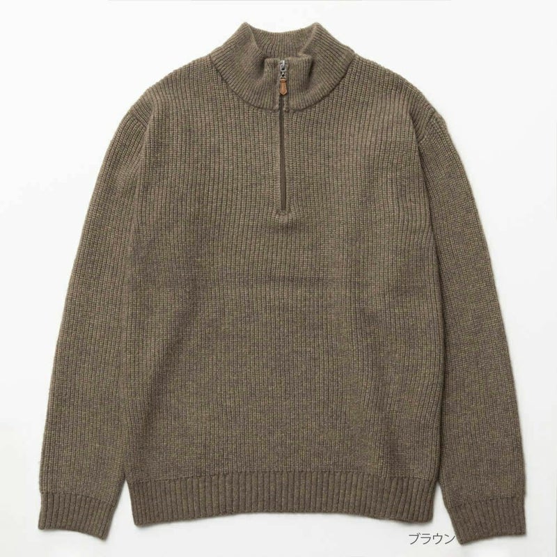 NAVY 快適ニット 畦ハーフジップ メンズ商品画像-5