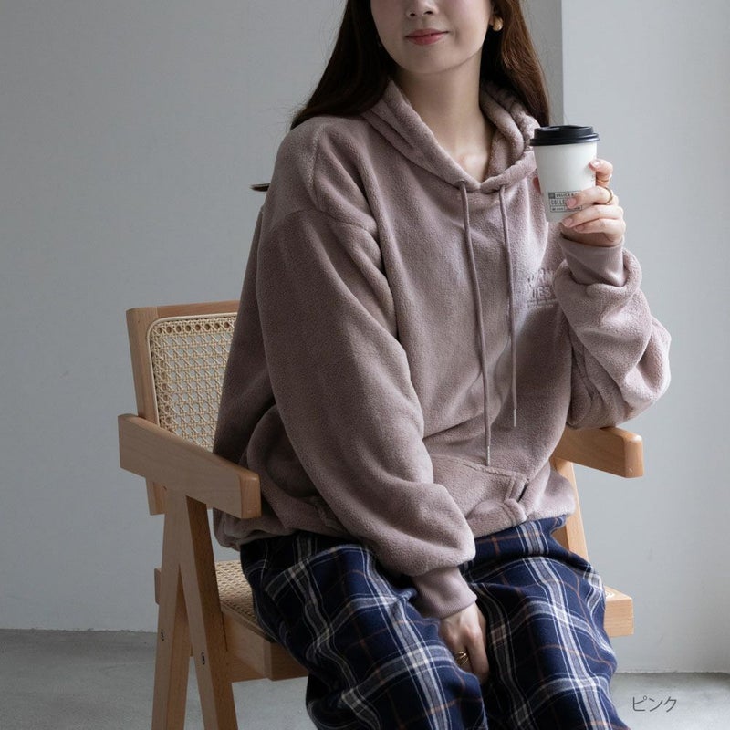 UNDERWRAPS 刺繍入り あったかシャギーボアパーカー レディース商品画像-1