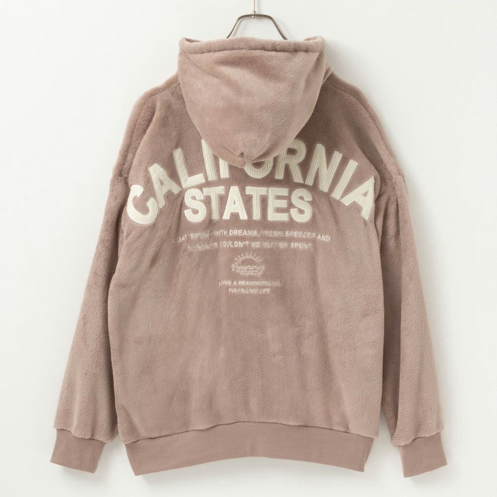 UNDERWRAPS 刺繍入り あったかシャギーボアパーカー レディース
