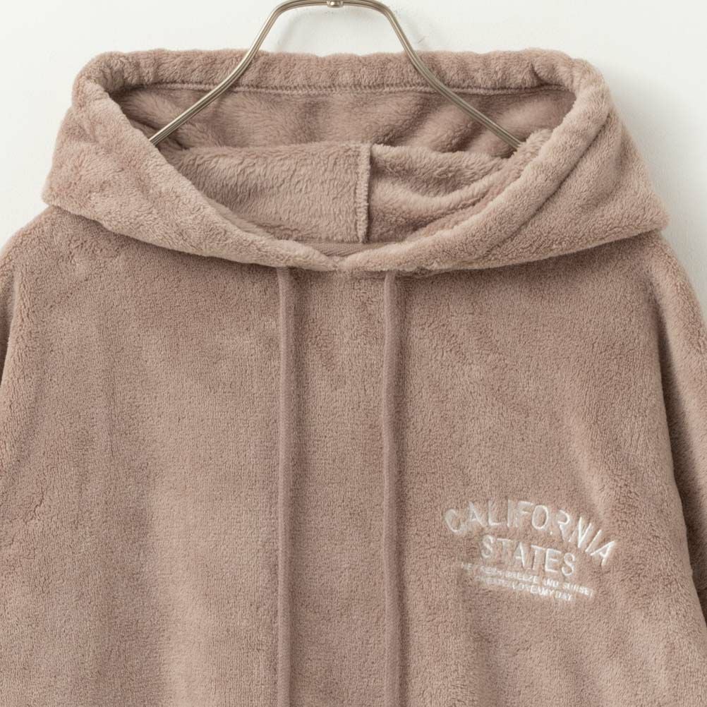 UNDERWRAPS 刺繍入り あったかシャギーボアパーカー レディース