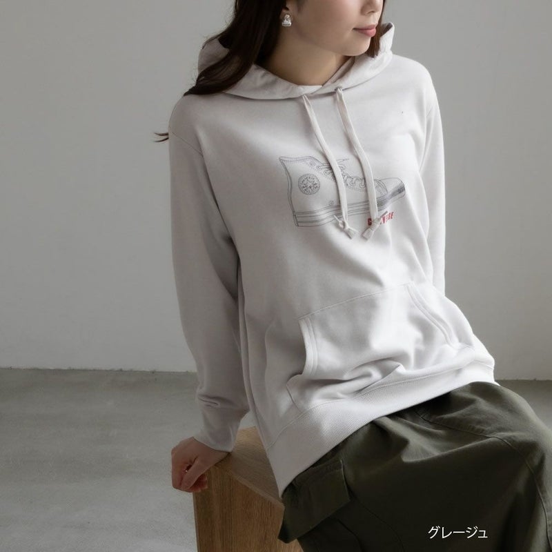 [期間限定価格]CONVERSE  シューズラバープリント裏毛パーカー レディース商品画像-1